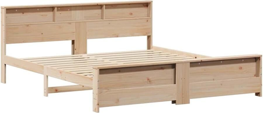 VidaXL Bedframe met hoofdeinde Bruin 200 x 200 cm Massief grenenhout