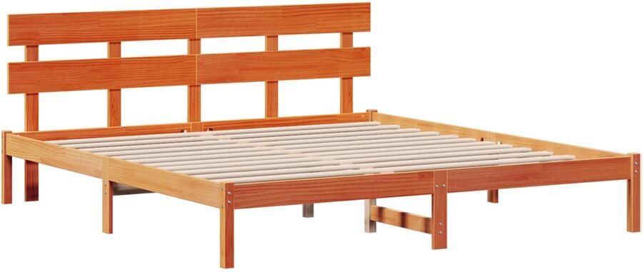 VidaXL Bedframe met hoofdbord Wax bruin 200x200 cm Massief grenenhout