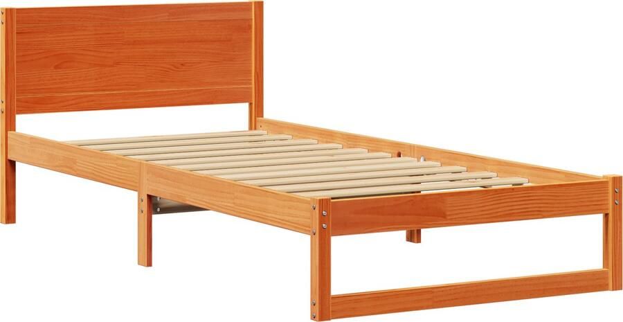 VidaXL Bedframe met hoofdeinde Bruin 75 x 190 cm Massief grenenhout