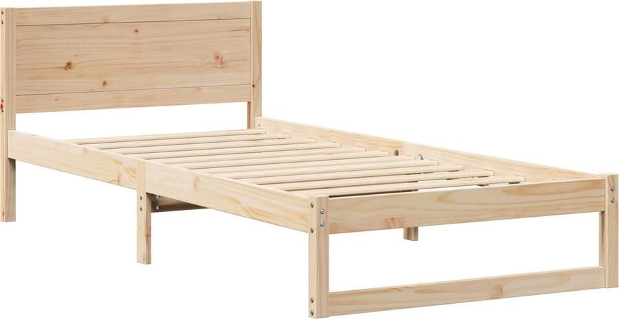 VidaXL Bedframe met hoofdeinde Bruin 100 x 200 cm Massief grenenhout
