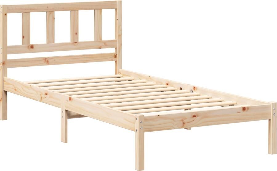 VidaXL Bedframe met hoofdeinde Bruin 80 x 200 cm Massief grenenhout