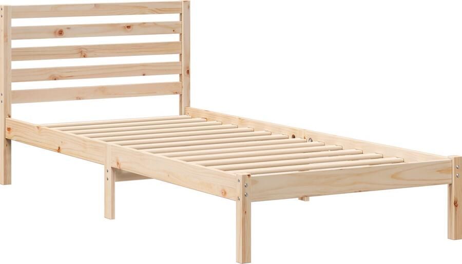 VidaXL Bedframe met hoofdeinde Bruin 80 x 220 cm Massief grenenhout
