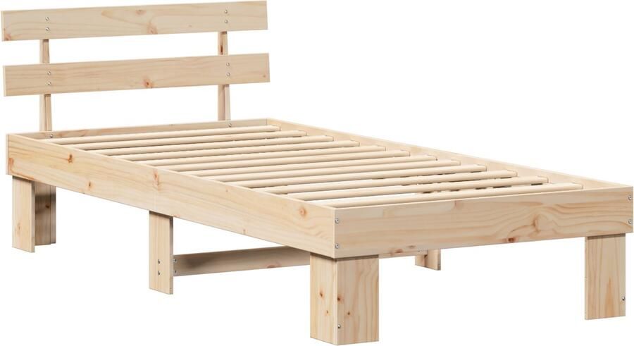VidaXL Bedframe met hoofdeinde Naturel 90 x 190 cm Massief grenenhout
