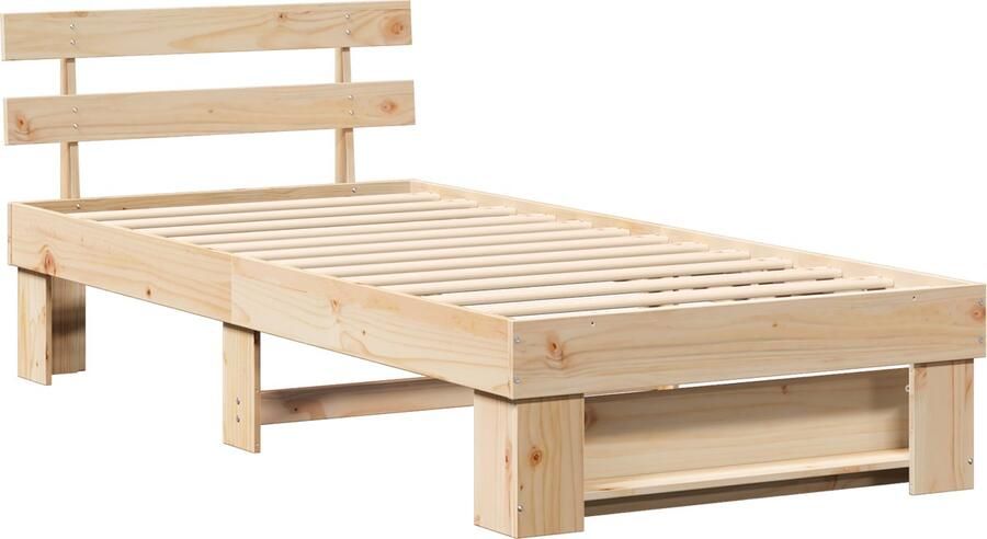 VidaXL Bedframe met hoofdeinde Bruin 80 x 200 cm Massief grenenhout