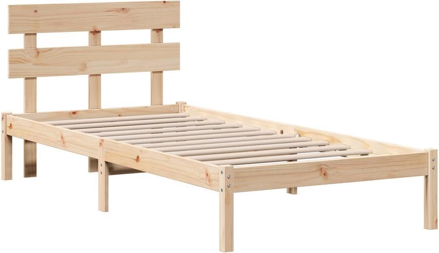 VidaXL Bedframe met hoofdeinde Bruin 80 x 200 cm Massief grenenhout