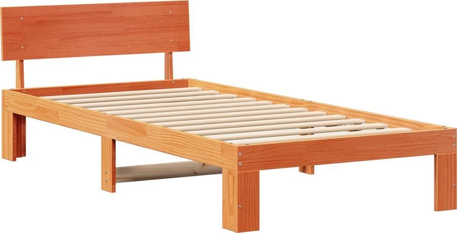 VidaXL Bedframe met Hoofdbord Wax Bruin 90x190 cm Massief Grenenhout