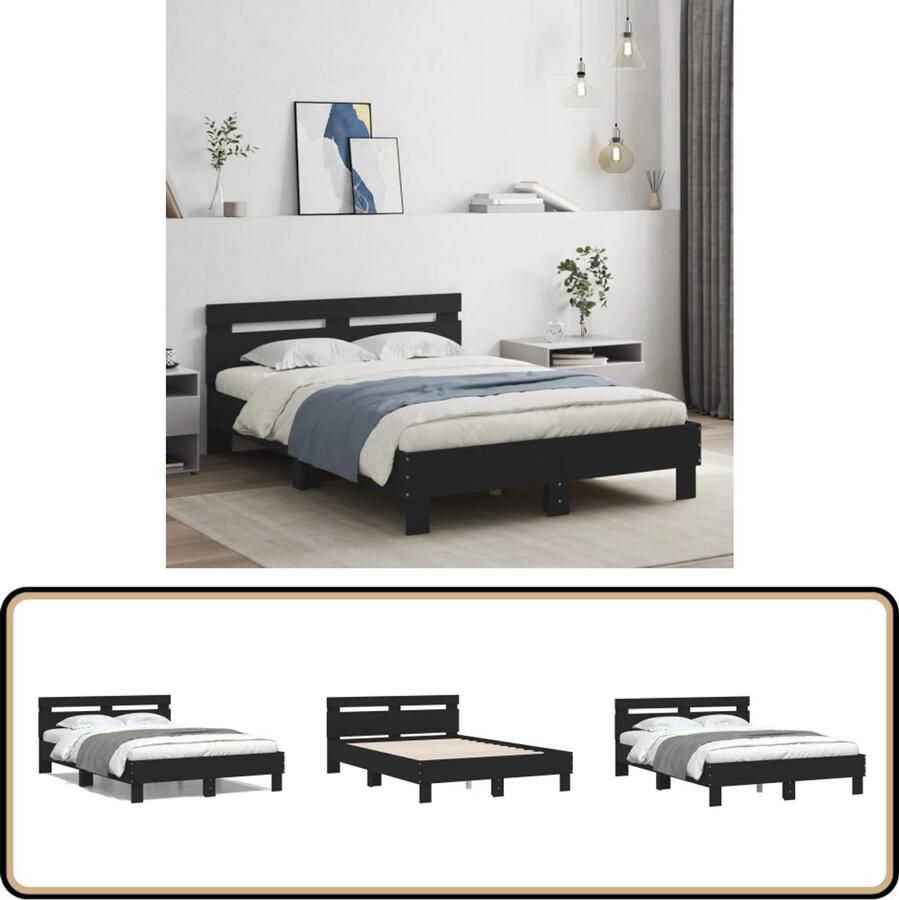 VidaXL Bedframe met hoofdeinde bruin eikenkleur 120x190 cm