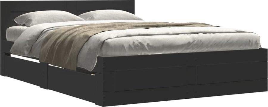 VidaXL Bedframe met hoofdeinde bruin eikenkleur 135x190 cm