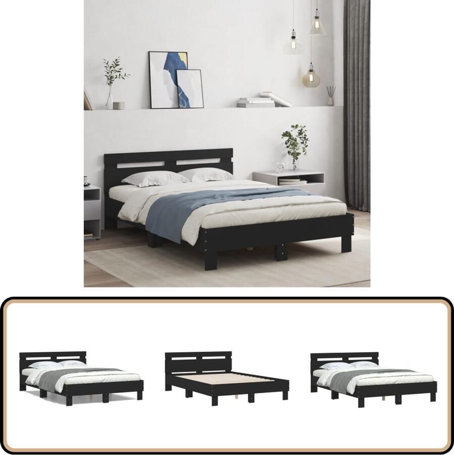 VidaXL Bedframe met hoofdeinde bruin eikenkleur 135x190 cm