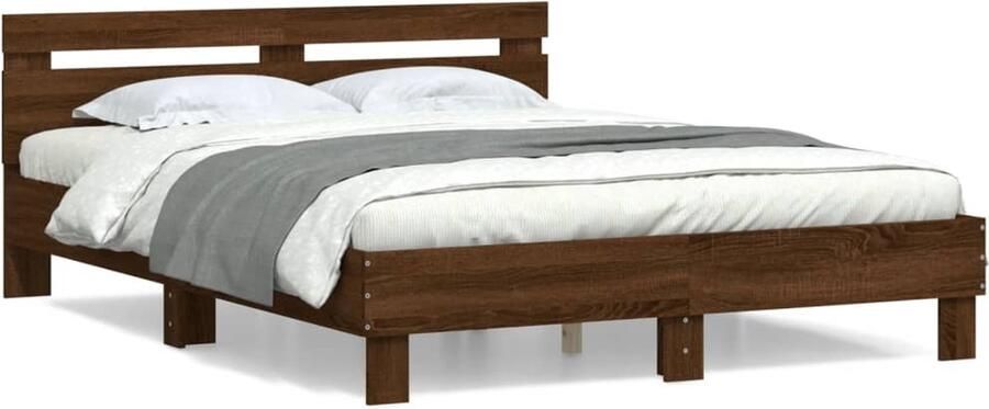 VidaXL -Bedframe-met-hoofdeinde-bruin-eikenkleurig-150x200-cm - Foto 2