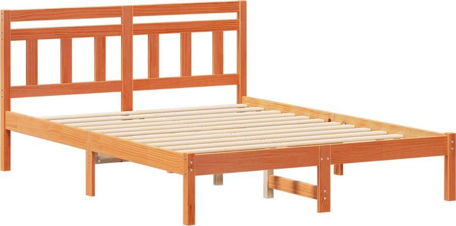 VidaXL Bedframe met hoofdeinde Bruin 120 x 190 cm Massief grenenhout