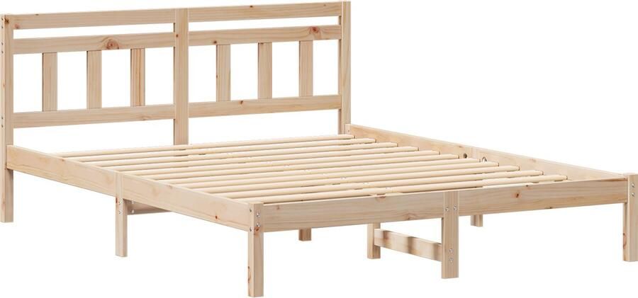 VidaXL Bedframe met hoofdeinde Bruin 150 x 200 cm Massief grenenhout