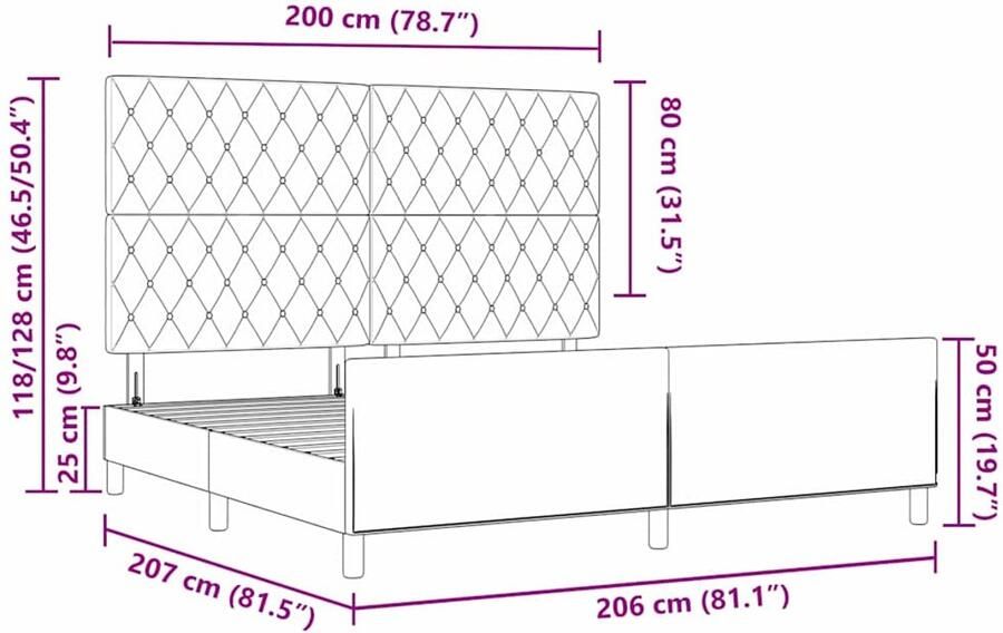 VidaXL Roze Fluwelen Bedframe 200x200 cm