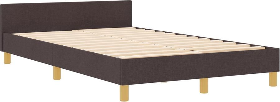 VidaXL Bedframe met hoofdeinde Donkerbruin 120 x 200 cm Stof