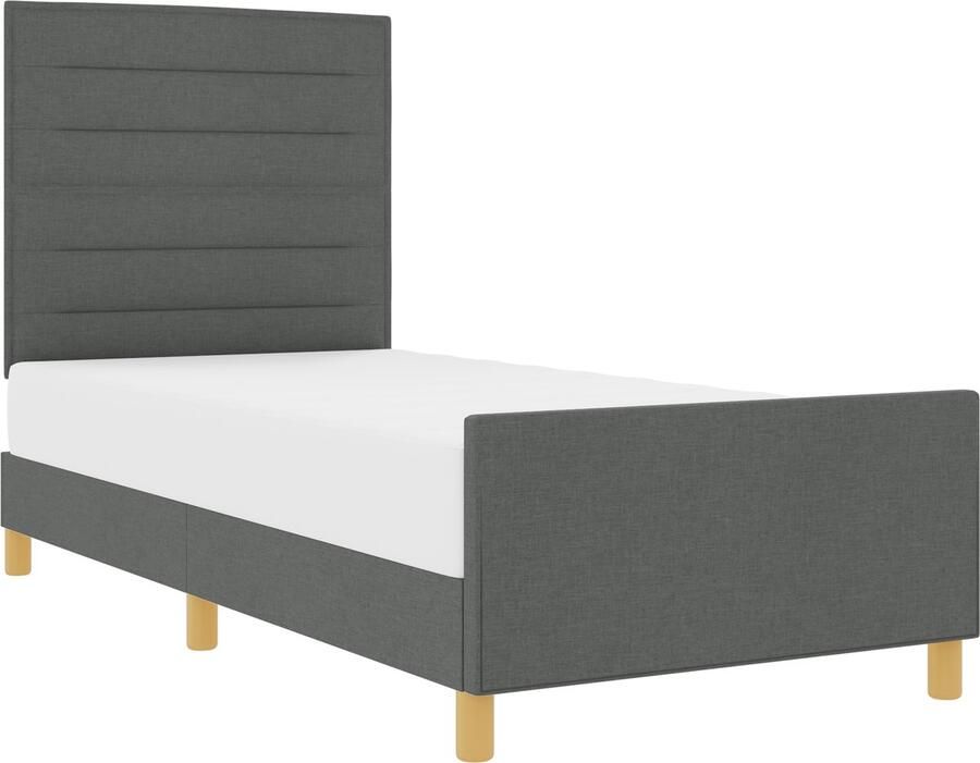 VidaXL Bedframe Donkergrijs Stof 100 x 200 cm Eenvoudig Minimalistisch - Foto 2