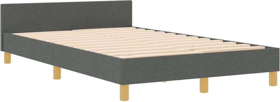 VidaXL Bedframe met hoofdeinde Donkergrijs 120 x 190 cm Stof
