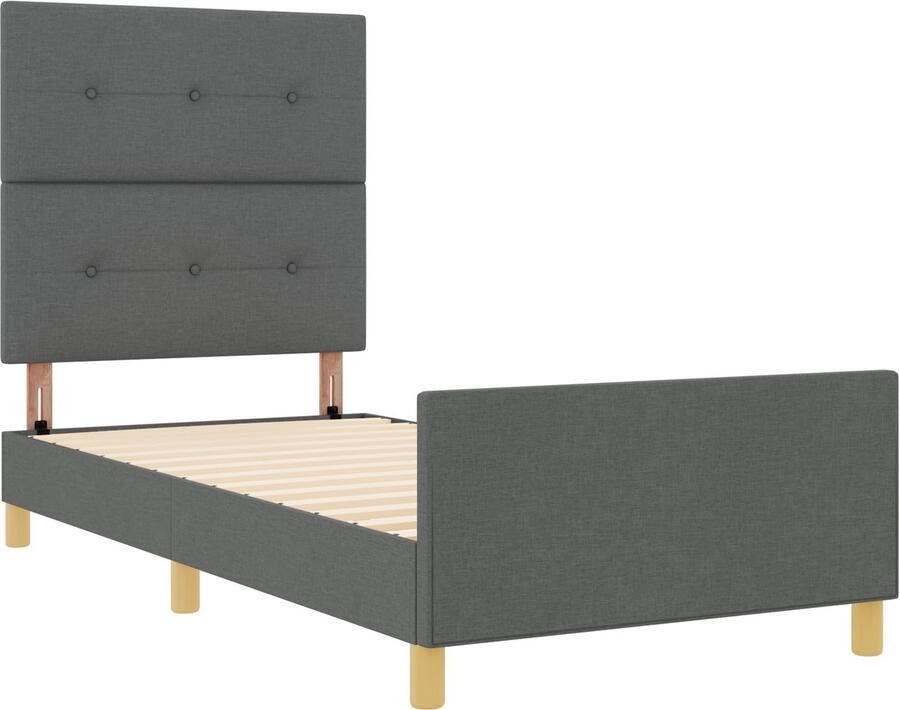 VidaXL Bedframe zonder matras Donkergrijs 120x190 cm Stof Set van 2