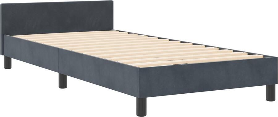 VidaXL Bedframe met hoofdeinde Donkergrijs 90 x 200 cm Fluweel