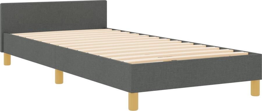 VidaXL Bedframe met hoofdeinde Donkergrijs 90 x 200 cm Stof