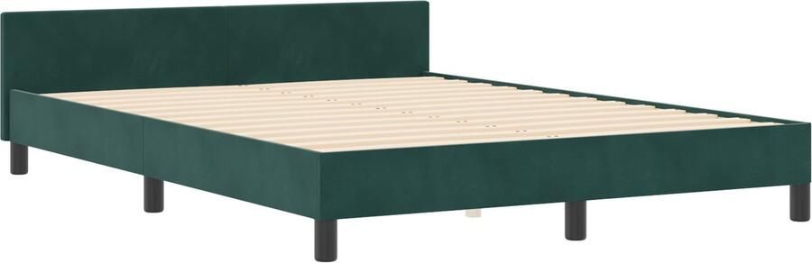 VidaXL Bedframe met hoofdeinde Donkergroen 140 x 200 cm Fluweel - Foto 2