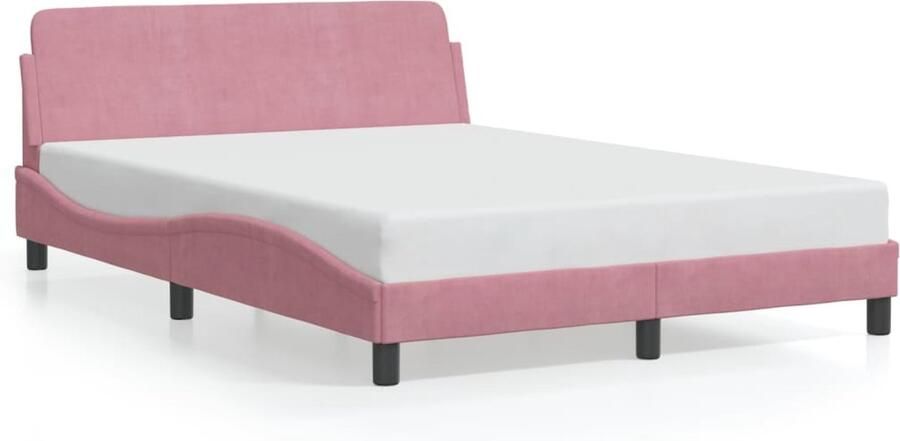 VidaXL Bedframe met hoofdeinde zonder matras 120x200 cm fluweel roze - Foto 4