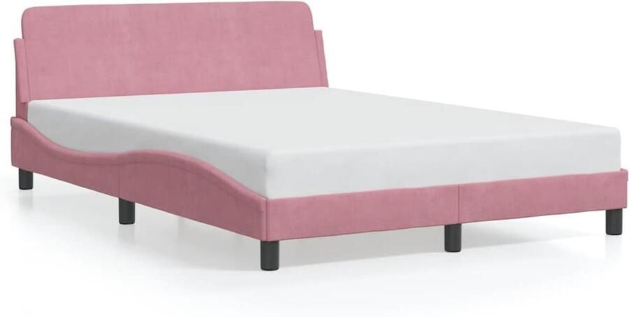 VidaXL Bedframe met hoofdeinde zonder matras 140x200 cm fluweel roze - Foto 3