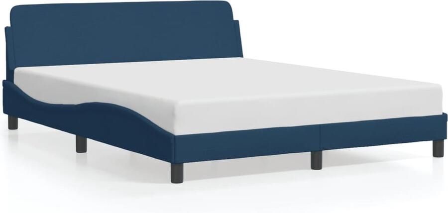 VidaXL Bedframe met hoofdeinde zonder matras 160x200 cm stof blauw - Foto 2
