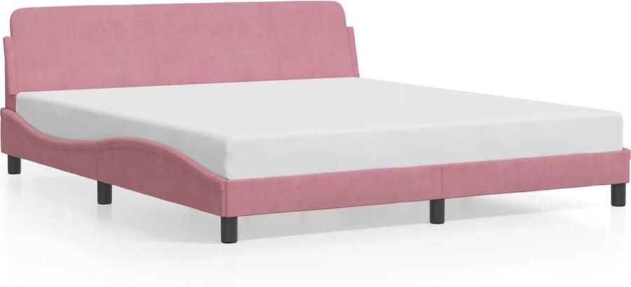VidaXL Bedframe met hoofdeinde zonder matras 180x200 cm fluweel roze - Foto 2
