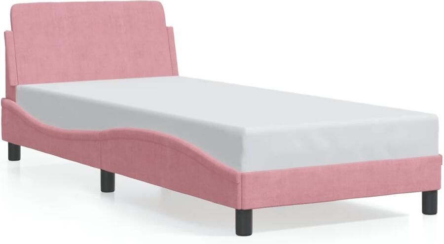 VidaXL Bedframe met hoofdeinde zonder matras 80x200 cm fluweel roze - Foto 3