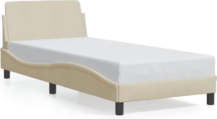 VidaXL Bedframe met hoofdeinde zonder matras 80x200 cm stof crÃ¨me - Foto 3