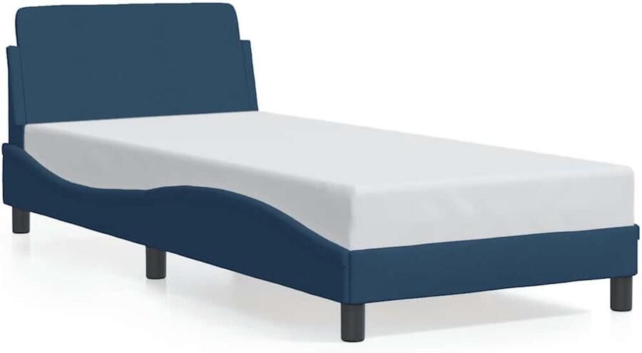 VidaXL Bedframe met hoofdeinde zonder matras 90x200 cm stof blauw - Foto 3