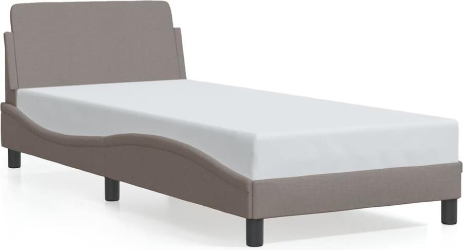 VidaXL Bedframe met hoofdeinde zonder matras 90x190 cm stof taupe - Foto 4