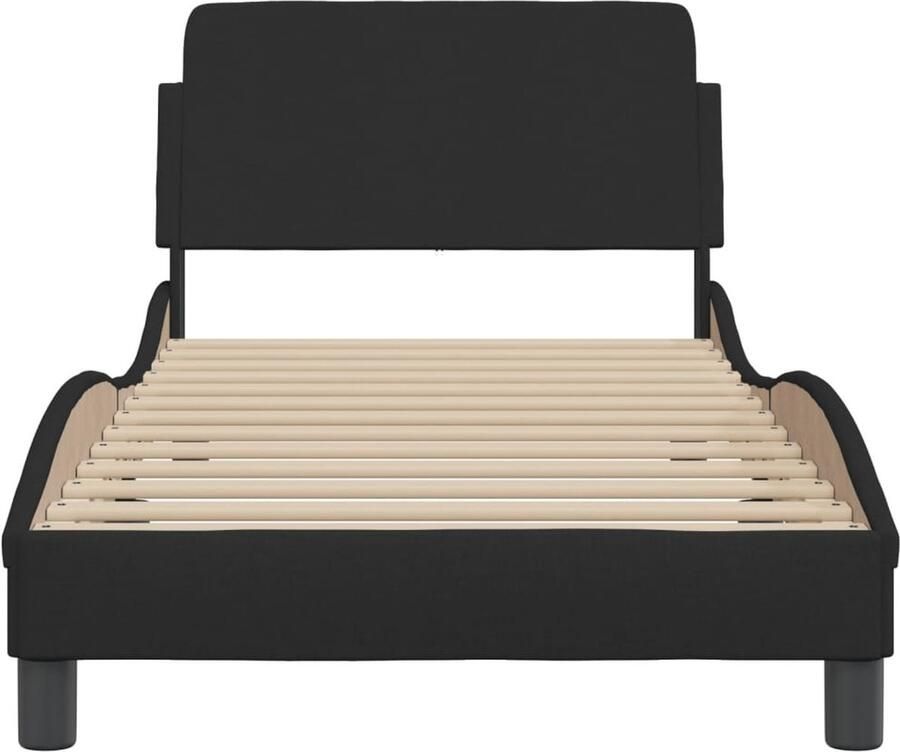 VidaXL Bedframe met hoofdeinde zonder matras 90x200 cm stof zwart - Foto 2