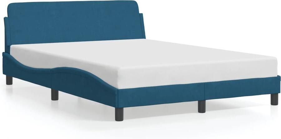 VidaXL Bedframe met hoofdeinde Dover fluweel blauw 140x190 cm - Foto 4