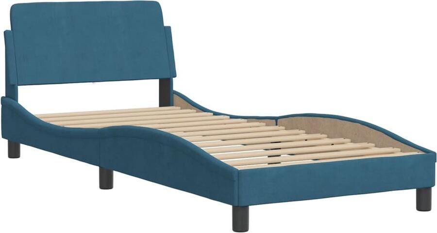 VidaXL Bedframe met hoofdbord fluweel blauw 80x200 cm - Foto 3