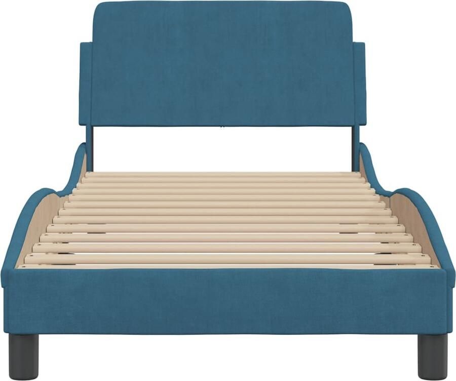 VidaXL Bedframe met hoofdeinde Dover fluweel blauw 90x190 cm - Foto 2