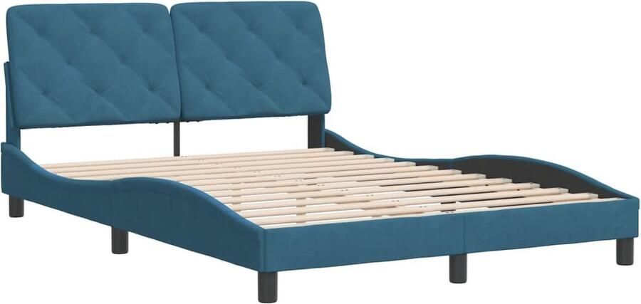 VidaXL -Bedframe-met-hoofdeinde-fluweel-blauw-120x200-cm - Foto 2
