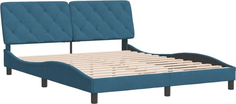 VidaXL -Bedframe-met-hoofdeinde-fluweel-blauw-160x200-cm - Foto 2