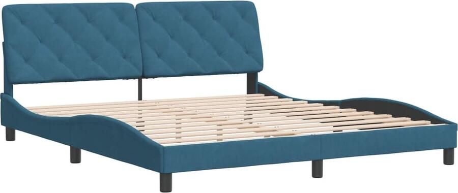 VidaXL -Bedframe-met-hoofdeinde-fluweel-blauw-180x200-cm - Foto 3