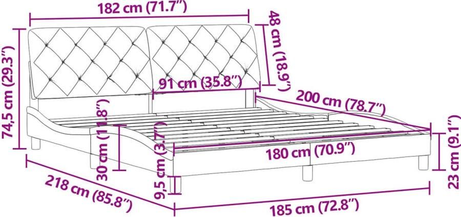 VidaXL -Bedframe-met-hoofdeinde-fluweel-blauw-180x200-cm