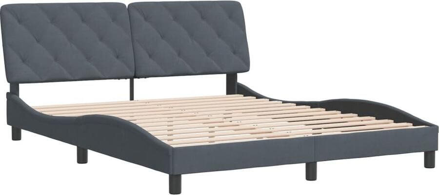 VidaXL -Bedframe-met-hoofdeinde-fluweel-donkergrijs-160x200-cm - Foto 2