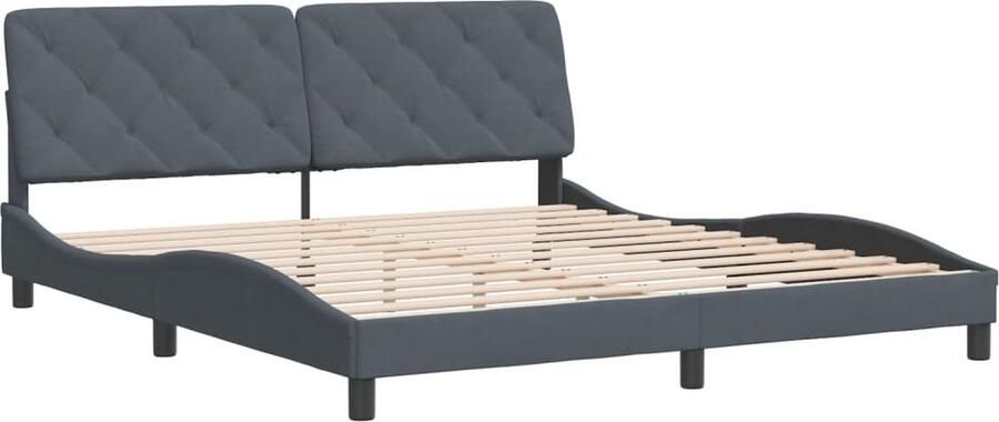 VidaXL -Bedframe-met-hoofdeinde-fluweel-donkergrijs-180x200-cm - Foto 2