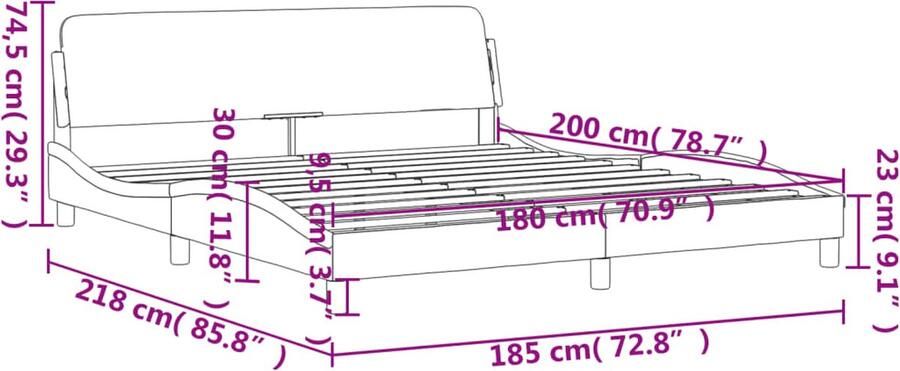 VidaXL -Bedframe-met-hoofdeinde-fluweel-donkergrijs-180x200-cm - Foto 4