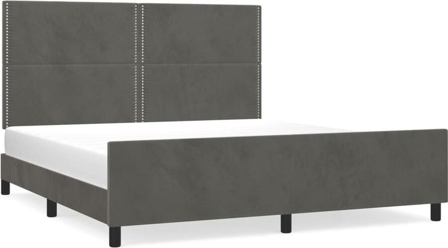 VidaXL -Bedframe-met-hoofdeinde-fluweel-donkergrijs-180x200-cm - Foto 3