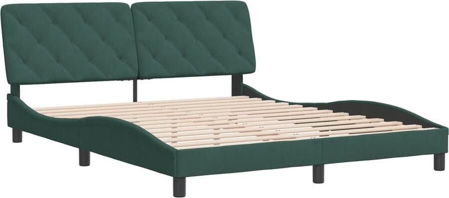 VidaXL -Bedframe-met-hoofdeinde-fluweel-donkergroen-160x200-cm - Foto 2