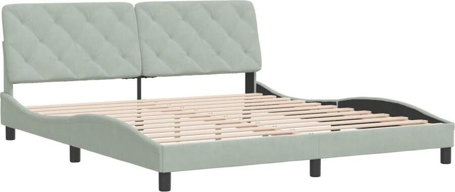 VidaXL -Bedframe-met-hoofdeinde-fluweel-lichtgrijs-180x200-cm - Foto 2