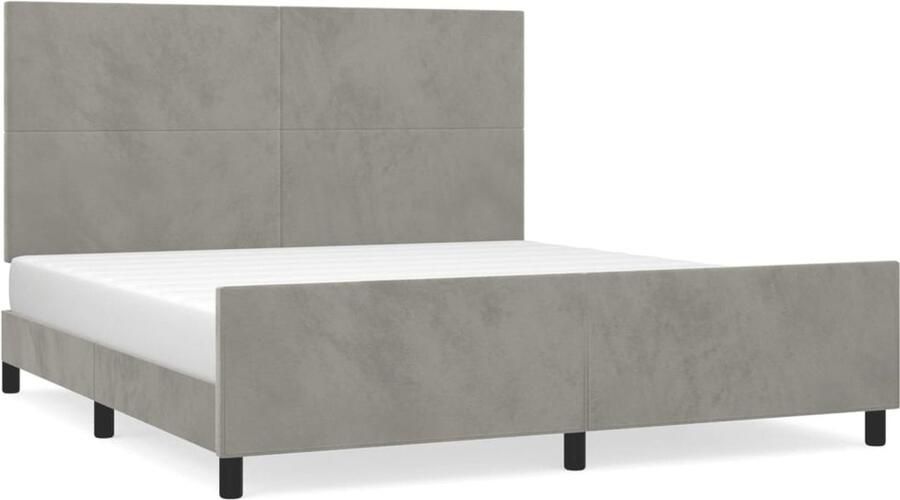VidaXL -Bedframe-met-hoofdeinde-fluweel-lichtgrijs-180x200-cm - Foto 5
