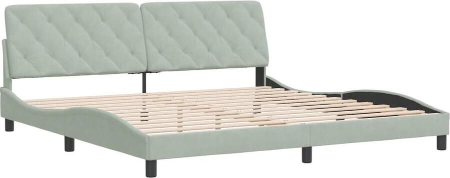 VidaXL -Bedframe-met-hoofdeinde-fluweel-lichtgrijs-200x200-cm - Foto 2