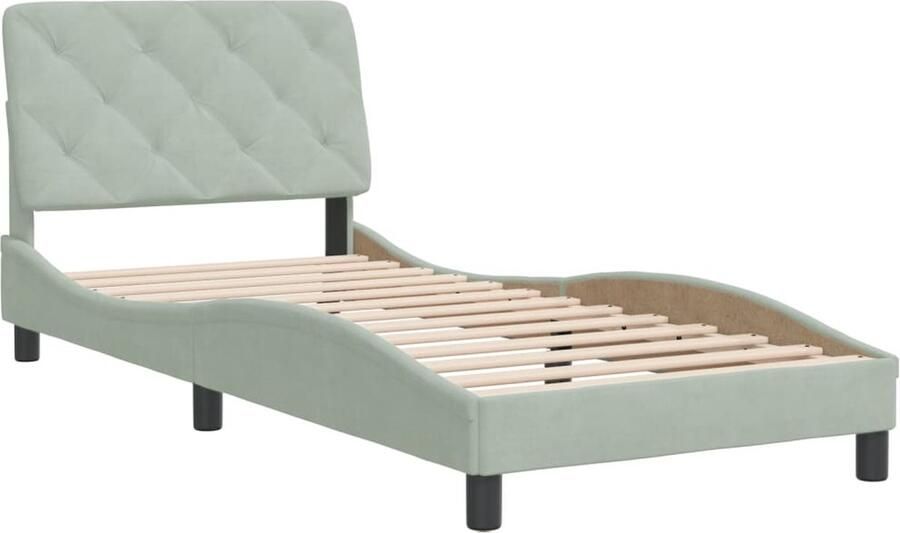 VidaXL -Bedframe-met-hoofdeinde-fluweel-lichtgrijs-90x200-cm