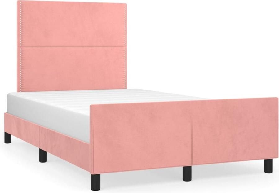 VidaXL -Bedframe-met-hoofdeinde-fluweel-roze-120x200-cm - Foto 3